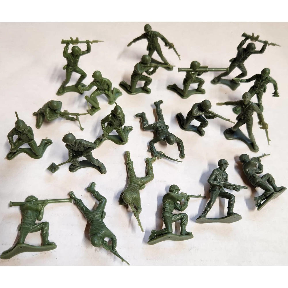 1950s Lido Plastic Green Army Men 3 Inch‎ Lot of 20 Figures Soldiers WWII Toy *6